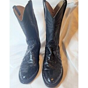 Tecovas The Wyatt Full Quill Ostrich Cowboy Boots Mens 11D Black Leather 1003